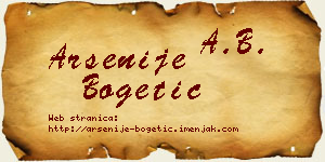 Arsenije Bogetić vizit kartica